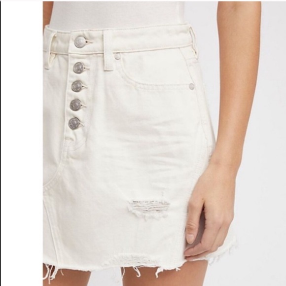 Free People Distressed Denim Skirt - Picture 4 of 6